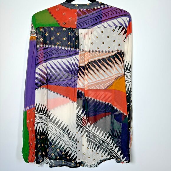 Summum Woman Amsterdam Sheer Tunic Blouse EU 38 US 6-8 Geometric Artsy Top - Picture 4 of 13